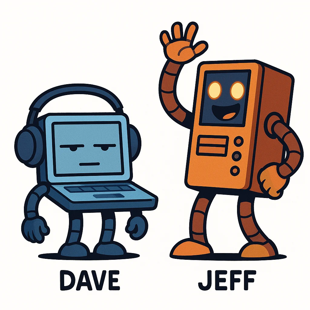 Jeff and Dave together — the original duo concept art